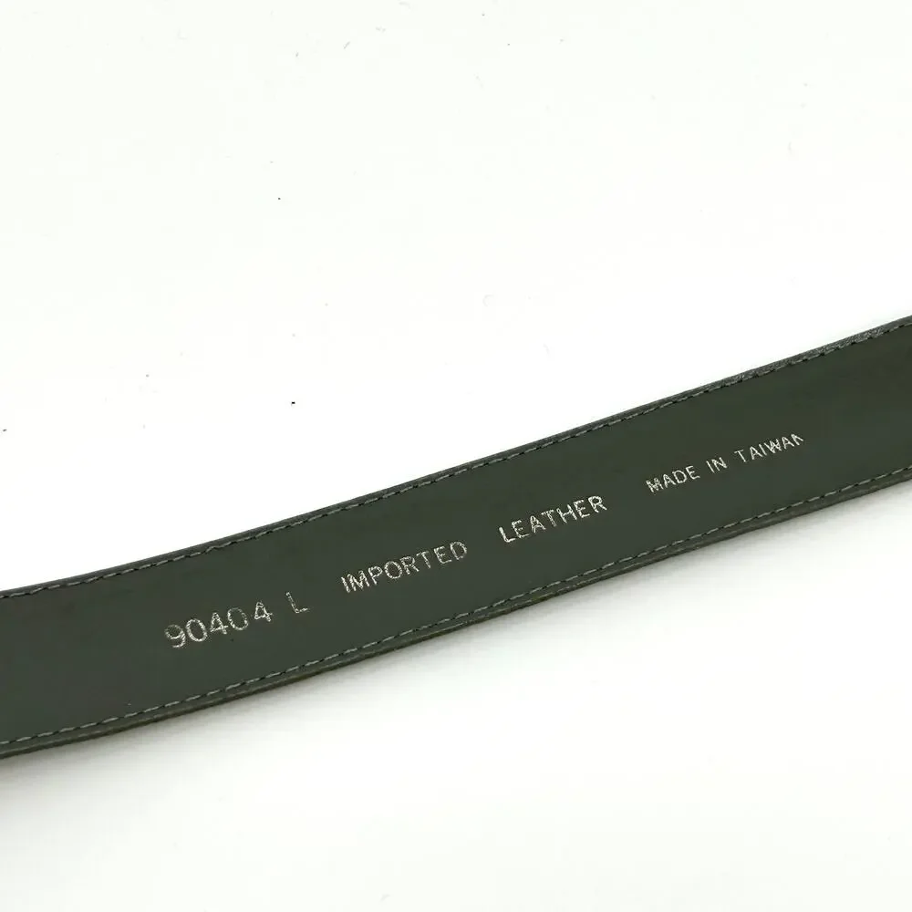 Vintage 90s Gray Black Genuine Leather Snakeskin Embossed Gold Buckle Belt